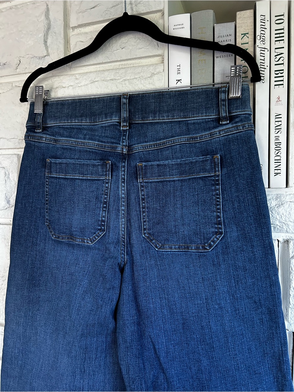 SPANX High Rise Cropped Wide Leg Jeans Washed Indigo Size Medium Petite - Picture 9 of 13